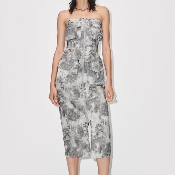 ZARA PRINTED CARGO DRESS - SIZE S - BRAND NEW WITH TAG - Picture 1 of 16
